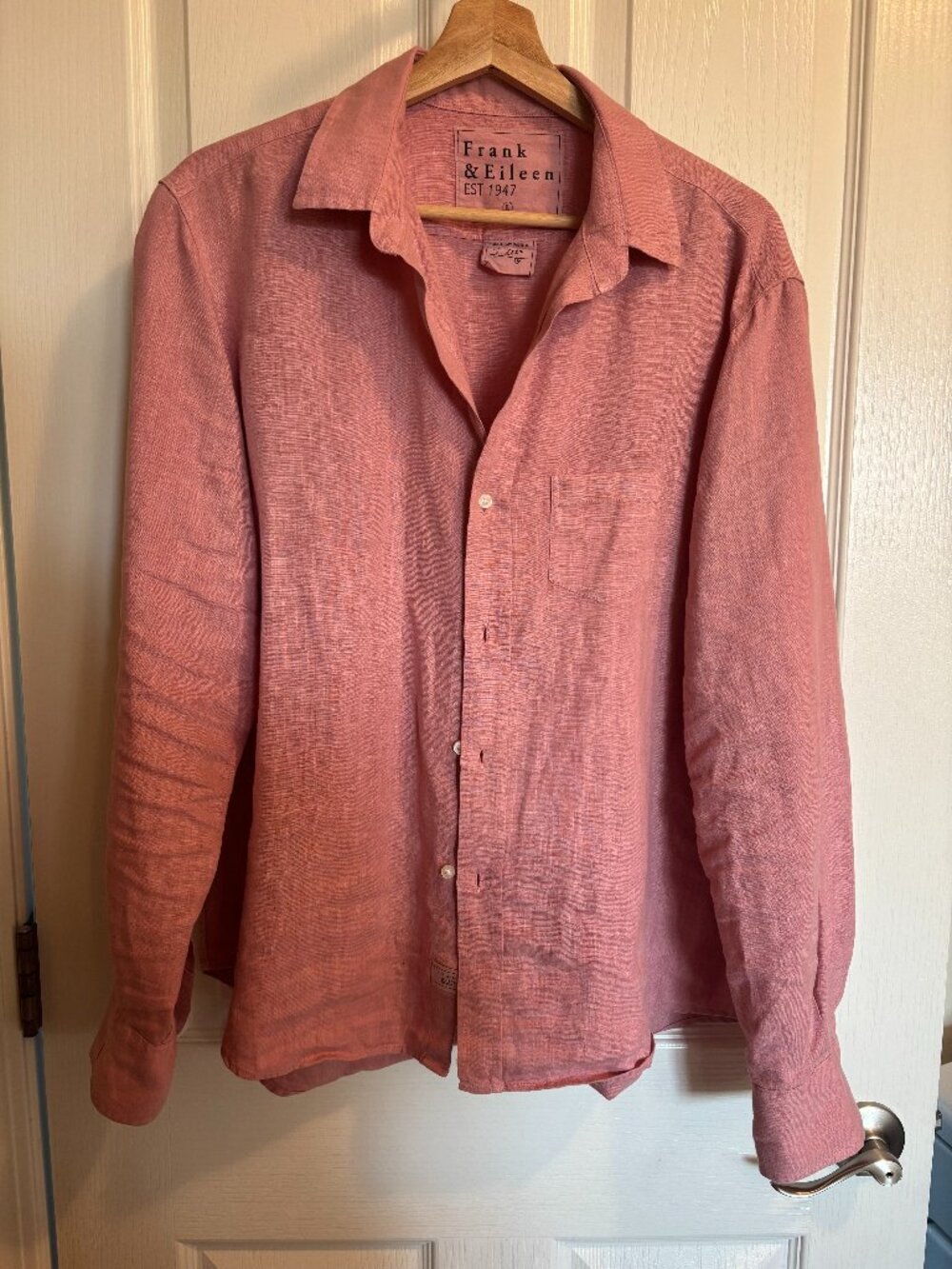 Frank & Eileen - Washed Linen Relaxed Button Up Shirt - Size L